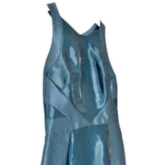 Theia Liquid Glass Arctic Blue Cutout Knee Length Sheath Dress Size 6 - Picture 4 of 10
